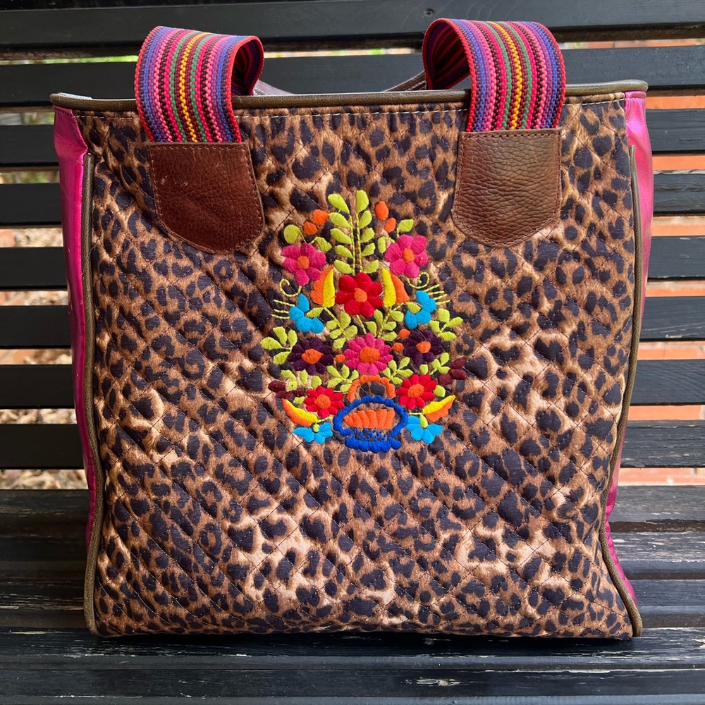 Consuela Classic Tote - Leopard print and Floral embroidery- Discontinued Style